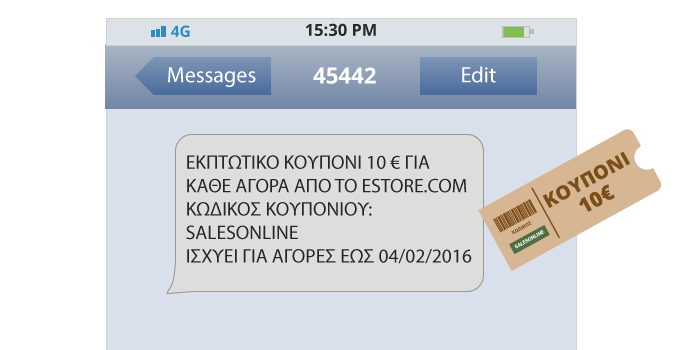 sms μήνυμα για εκπτωτικό κουπόνι