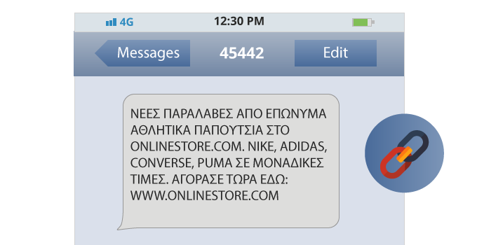 sms μήνυμα με ενσωματωμένο link