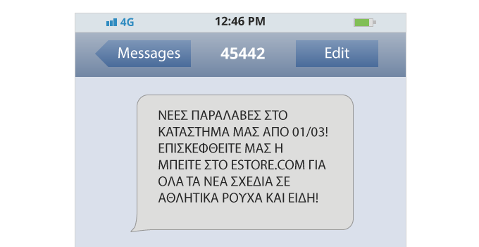 sms marketing ενημέρωση για νέες παραλαβές